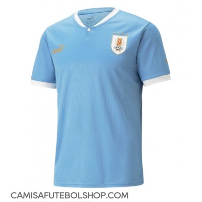 Camisa de time de futebol Uruguai Replicas 1º Equipamento Mundo 2022 Manga Curta